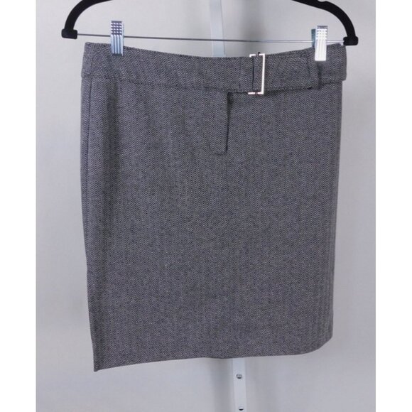 Express Womens Gray Herringbone Skirt With Belt 5/6 Cotton Blend - Picture 1 of 10